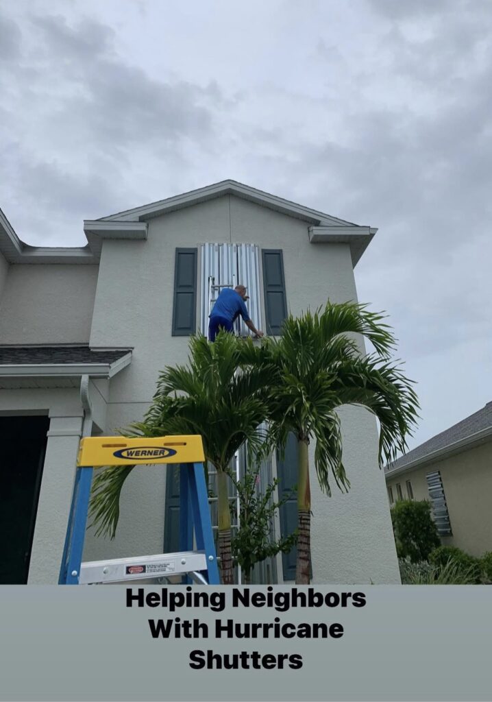JOHN HABERKERN OF FEVERISH PACE PAINTING helping neighbors prep for hurricane IAN